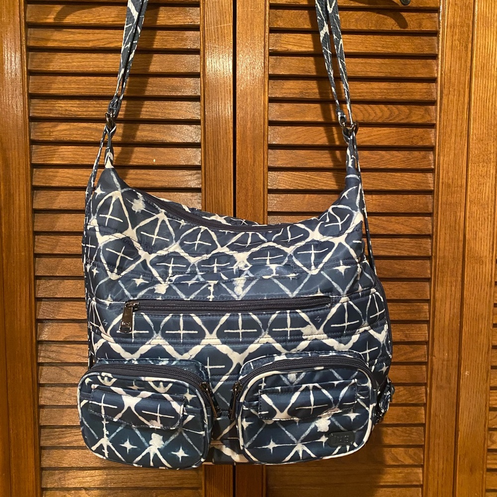 Lug Blue and White Hobo Bag with Durable Design